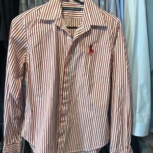 Ralph Lauren Sport Red White Stripped Button Down